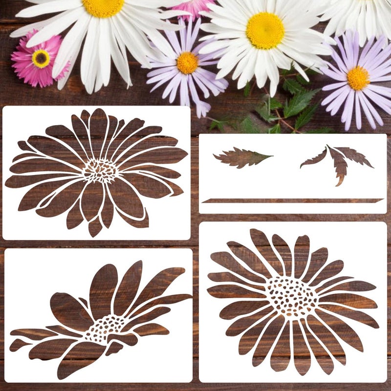 SUNVERSE Large Flower Stencils for Painting Daisy Flower Stencils for Walls 14” Floral Stencil Templates for Garden Fence Wood Furniture Fabrics - Image 2